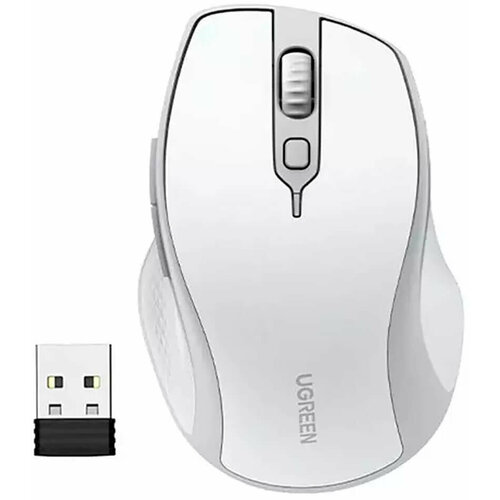 Мышь беспроводная UGREEN MU101 Ergonomic Contoured-Shape Design белый с серым (15805) белый, серый