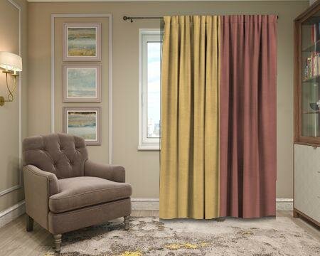 Штора Люкс-Solo 253*140, пыльная роза+бежевый