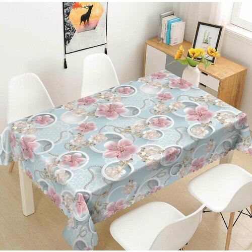 Скатерть-клеенка кухонная ткань с ПВХ покрытием 137х110 см принт - Цветок Сакуры STS5606-1 449₽