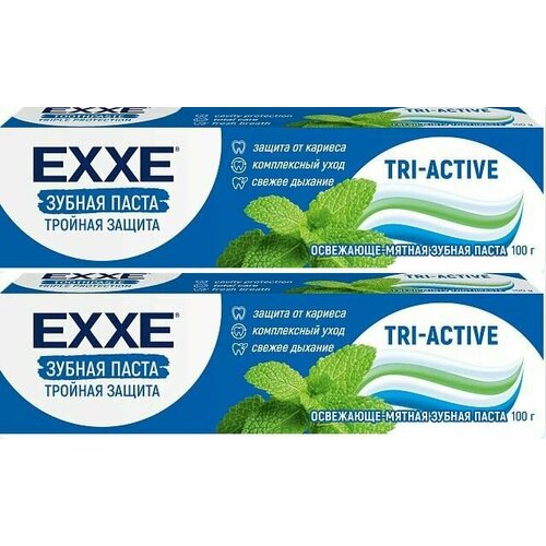 EXXE Зубная паста Тройная защита tri-active 100г, 2 шт зубная паста exxe максимальная защита от кариеса max in one 50г 4 шт