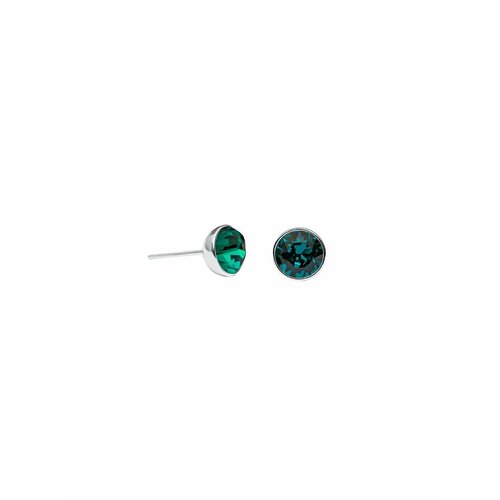 фото Серьги пусеты fiore luna, кристаллы swarovski, зеленый, серый