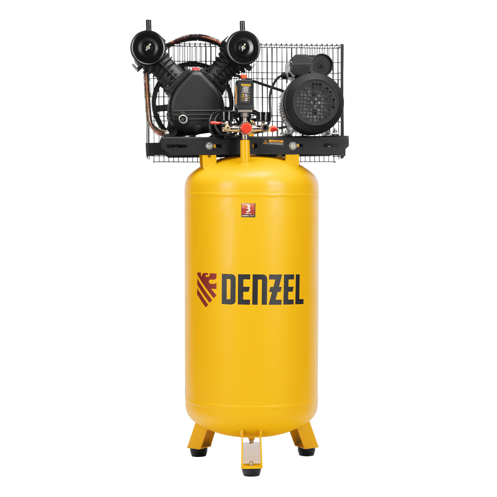 Компрессор воздушный рем. привод BCV2200/100V, 2,3 кВт, 100 литров, 440 л/мин// Denzel 58112