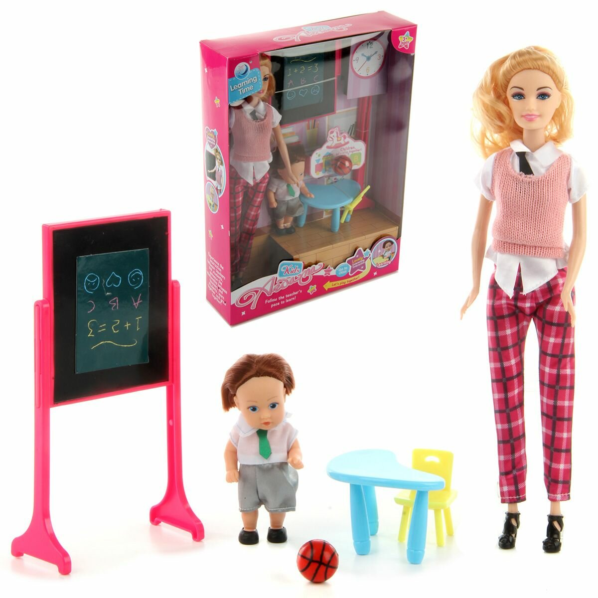 Кукла учительница с ученицей, Veld Co / Игровой набор с аксессуарами