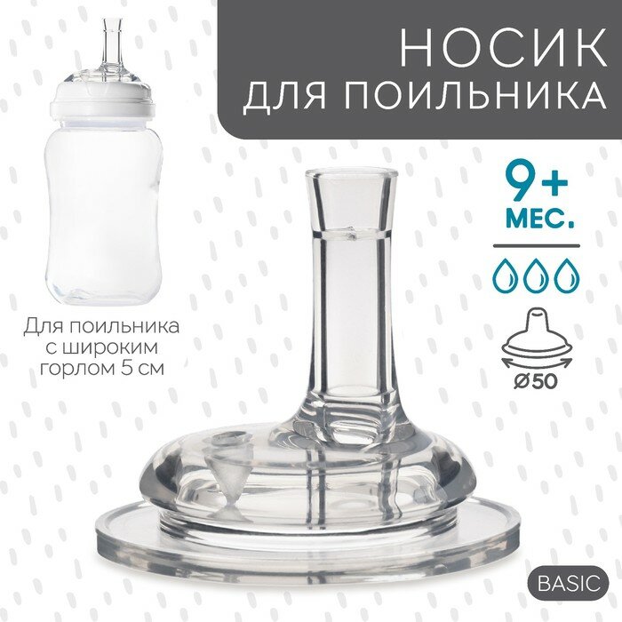 Носик для поильника, ШГ, Ø50мм, из силикона, +9 мес, трубочка, 9824208