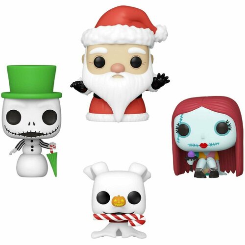 фигурка funko pocket pop disney holiday box snowman 73911 Набор брелков Funko The Nightmare Before Christmas - Pocket POP! - Snowman Jack / Zero / Sally / Sandy Claws (Exc) 73911