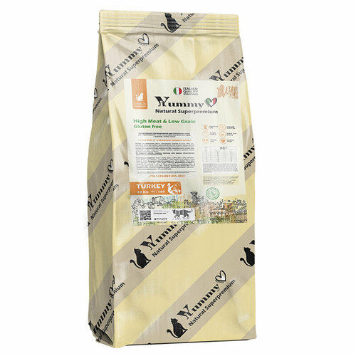 Yummy Linea сухой корм для взрослых стерилизованных кошек и кастрированных котов с индейкой 10 кг 5657₽