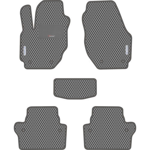 фото Автомобильные коврики eva для volvo xc70 ii (2007-2016), с каучуковым подпятником и 2 эмблемами volvo, серые с серым кантом, ячейка - ромб