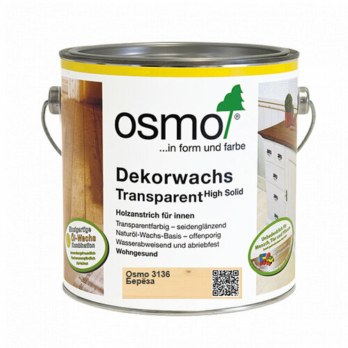 Osmo Масло цветное, прозрачное Osmo 3136 Dekorwachs Transparente Tone 2500 мл. (Береза)