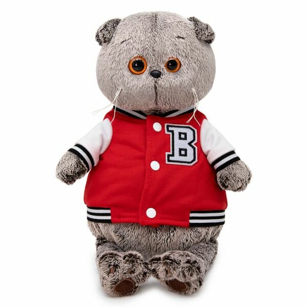 Мягкая игрушка Буди Баса Budi Basa Кот Басик в клубной куртке, 25 см, Ks25-055 светло-серый