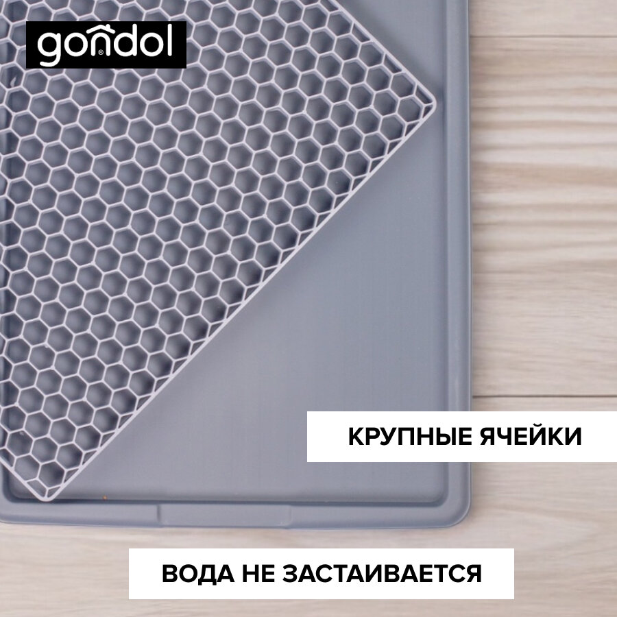 Сушилка для посуды с подносом GONDOL серая, крупные ячейки 35x46,2x2 — фото 1