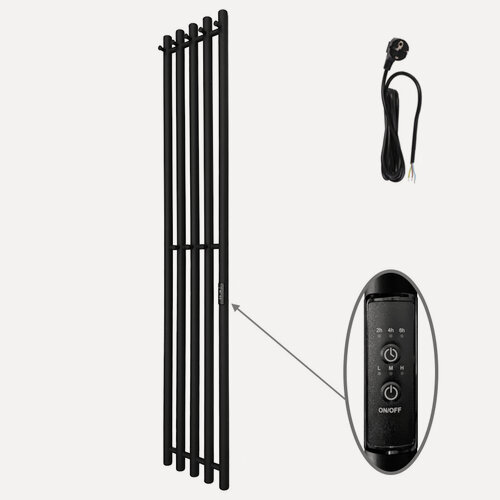 Изображение товара Полотенцесушитель электрический Маргроид Inaro Inaro-15024-1049-9005R 150х24 R, с крючками, черный матовый