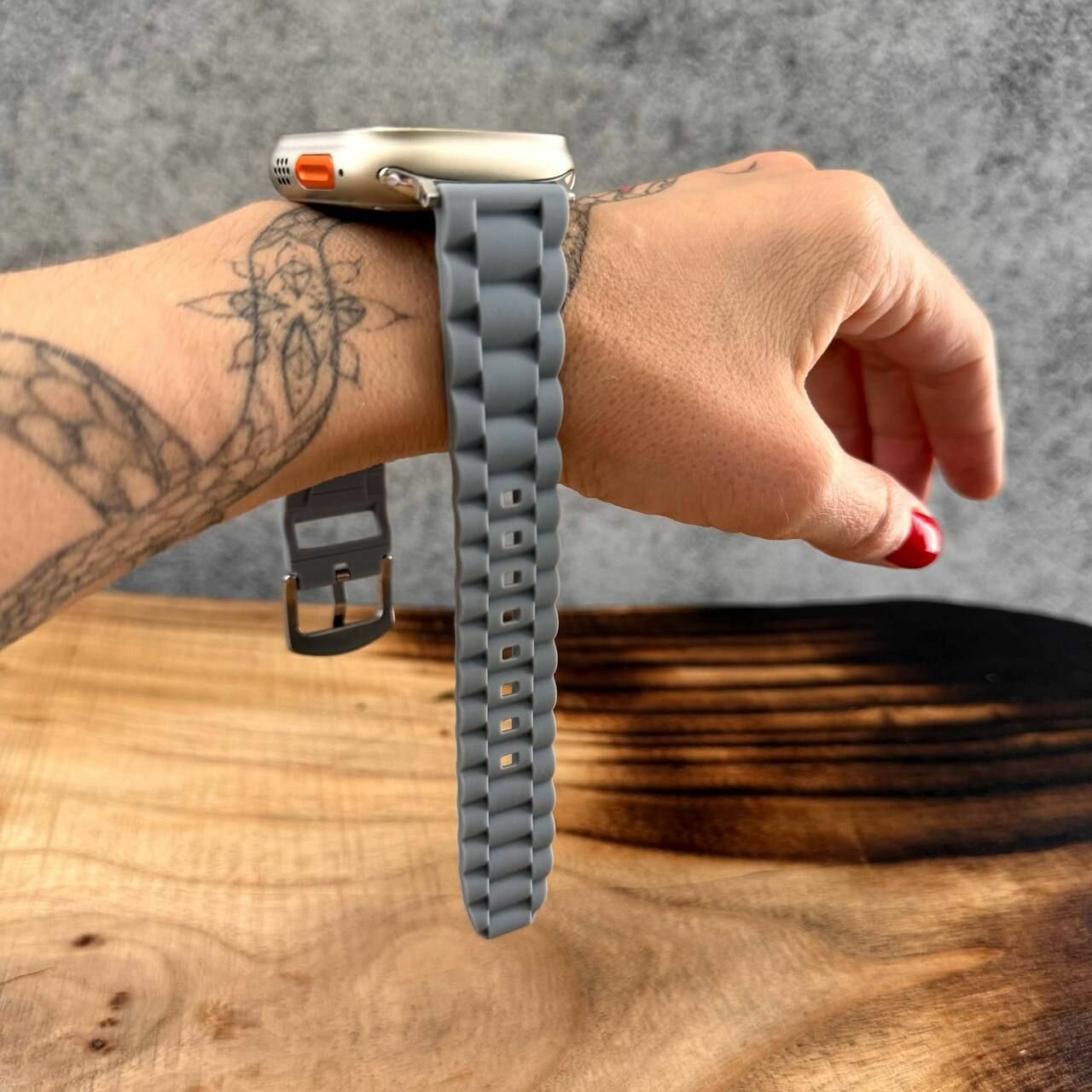 Ремешок силиконовый двойное плетение Spigen Lite / для часов Apple Watch Ultra 42/44/45/49mm / Серый — фото 1