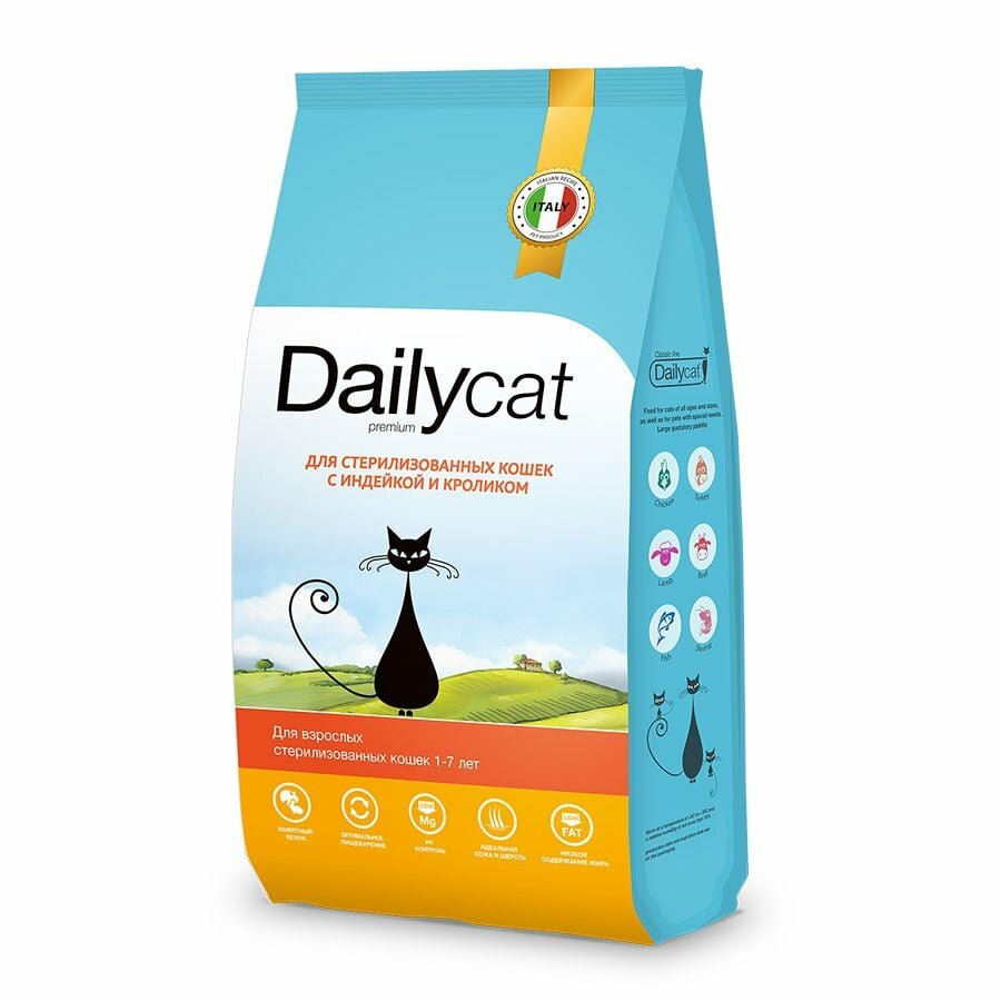 BDailycatb Classic line сухой корм для стерилизованных кошек, с индейкой и кроликом 1,5 кг