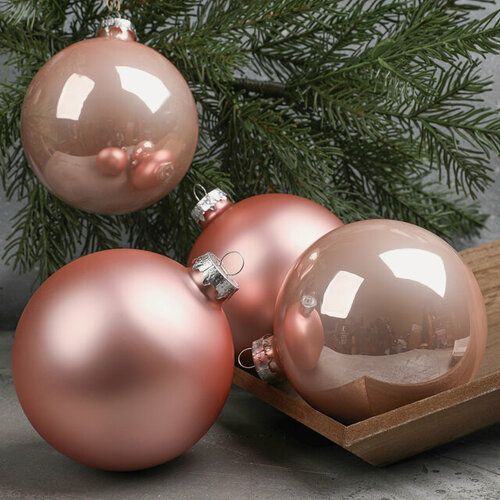 Изображение товара Набор стеклянных шаров 10 см розовый бутон mix, 4 шт, Winter Deco, 141563
