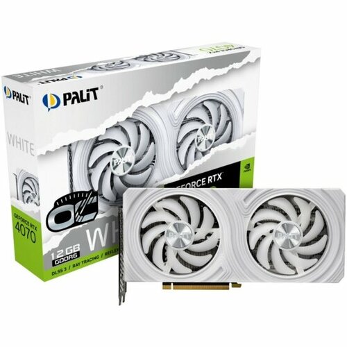 Видеокарта Palit PCI-E 40 RTX4070 DUAL WHITE OC NVIDIA GeForce RTX 4070 12Gb 192bit GDDR6 192020000 HDMIx1 DPx3 HDCP Ret 102208₽