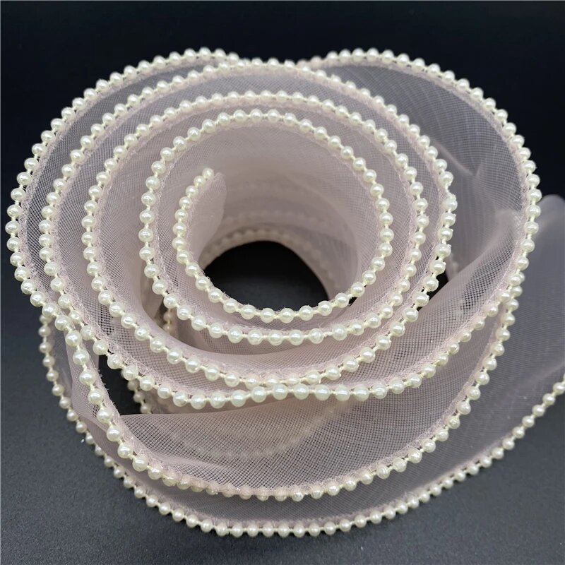 Шелковая лента органза RYFDBMauve 40/60 мм с жемчужным краем Белый 03 Diameter 60mm