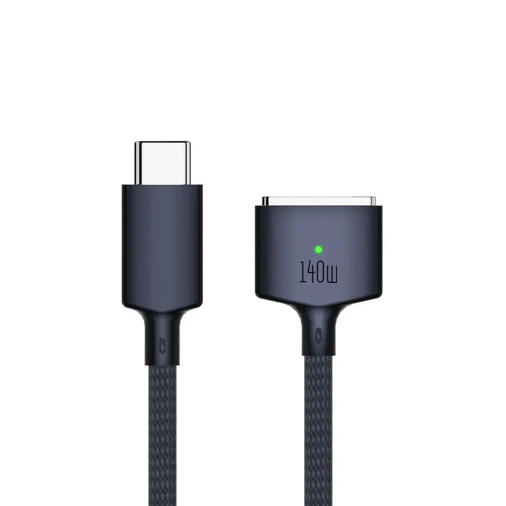 Кабель для быстрой зарядки PD 140 Вт, магнитный цинковый сплав, USB Type-C к Magsafe 3, нейлоновая оплетка для MacBook Air/Pro A2442 A2485 A2681, Navy Blue