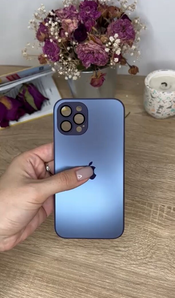 Чехол матовый стеклянный на iPhone 12 Pro Фиолетовый