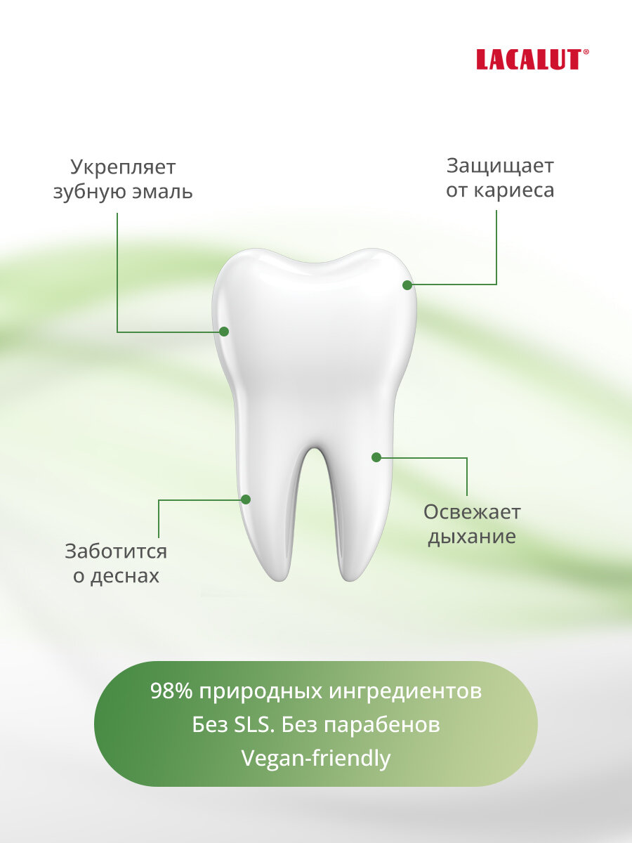 Зубная паста Lacalut pure Herbal 75 мл Укрепление эмали и защита от кариеса — фото 1