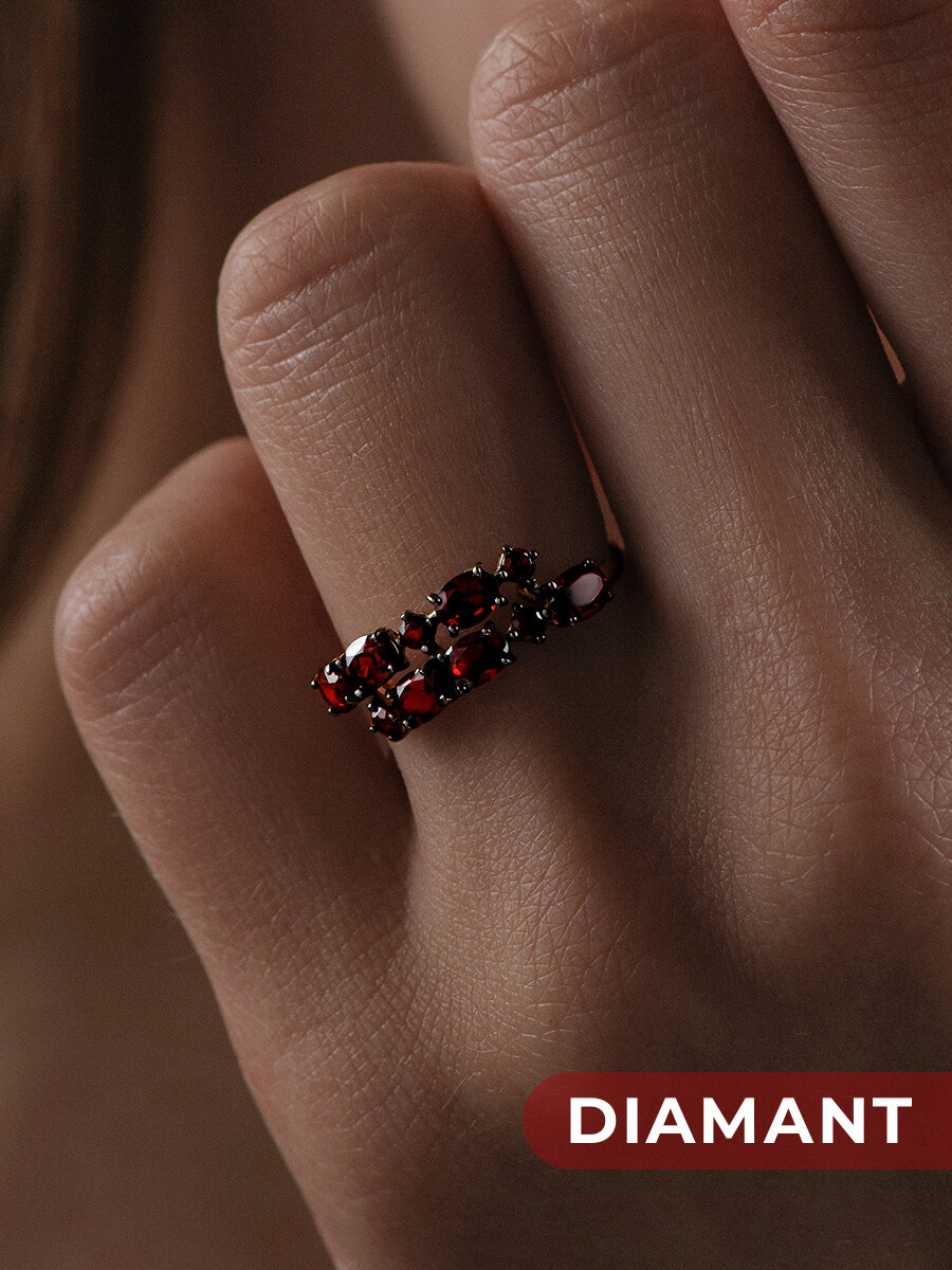 Кольцо Diamant, красное золото, 585 проба, гранат, размер 17.5, красный