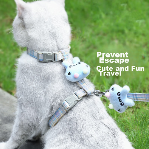 Hanhan Leyuan Cat Leash Lead Rope Collar Anti-Escape Cat Outdoor Walking Cat Rope Chain Rabbit Pet Harness Collar Blue S 874₽