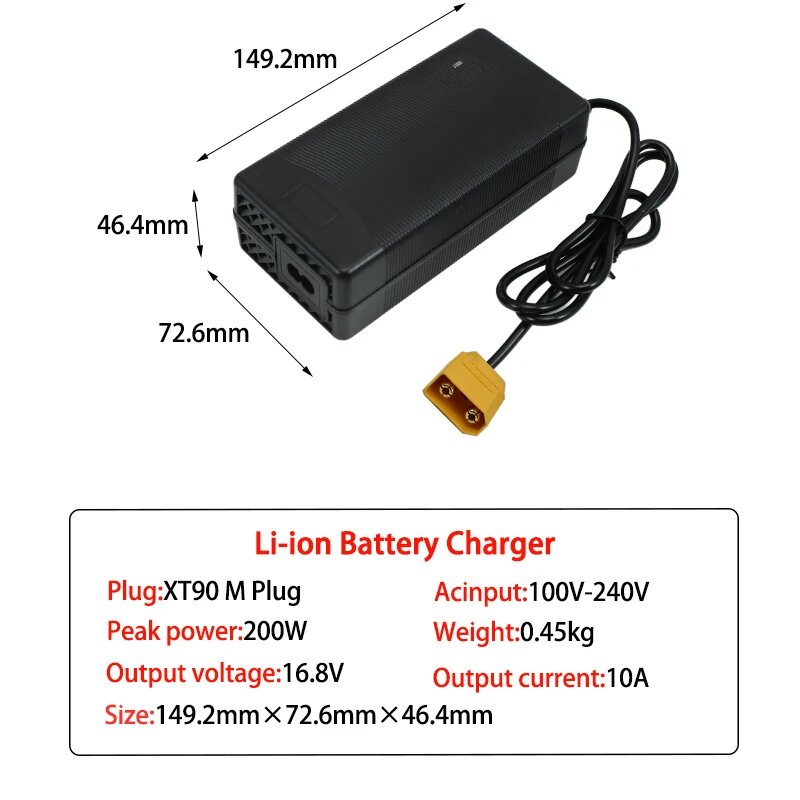 Быстрое зарядное устройство witecish 16,8В 10А для литиево-ионных аккумуляторов EU Plug, 16.8V 10A XT90 M