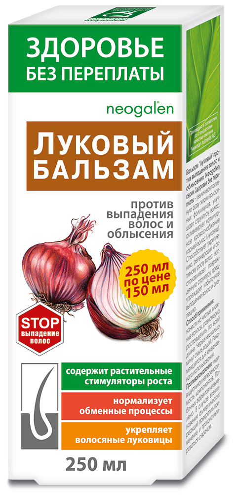 Бальзам против выпадения волос и облысения Здоровье без переплаты Луковый. 250 мл. КоролёвФарм