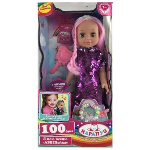 фото Карапуз кукла озвученная анна 40 см с цветными прядями, 100 фраз, заколка 2 шт резинка для волос