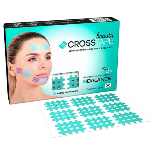 Кросс тейпы для лица CROSS TAPE BEAUTY™ 2,1 см x 2,7 см (размер А) цвет мята (180 пластырей) BBALANCE (Южная Корея)