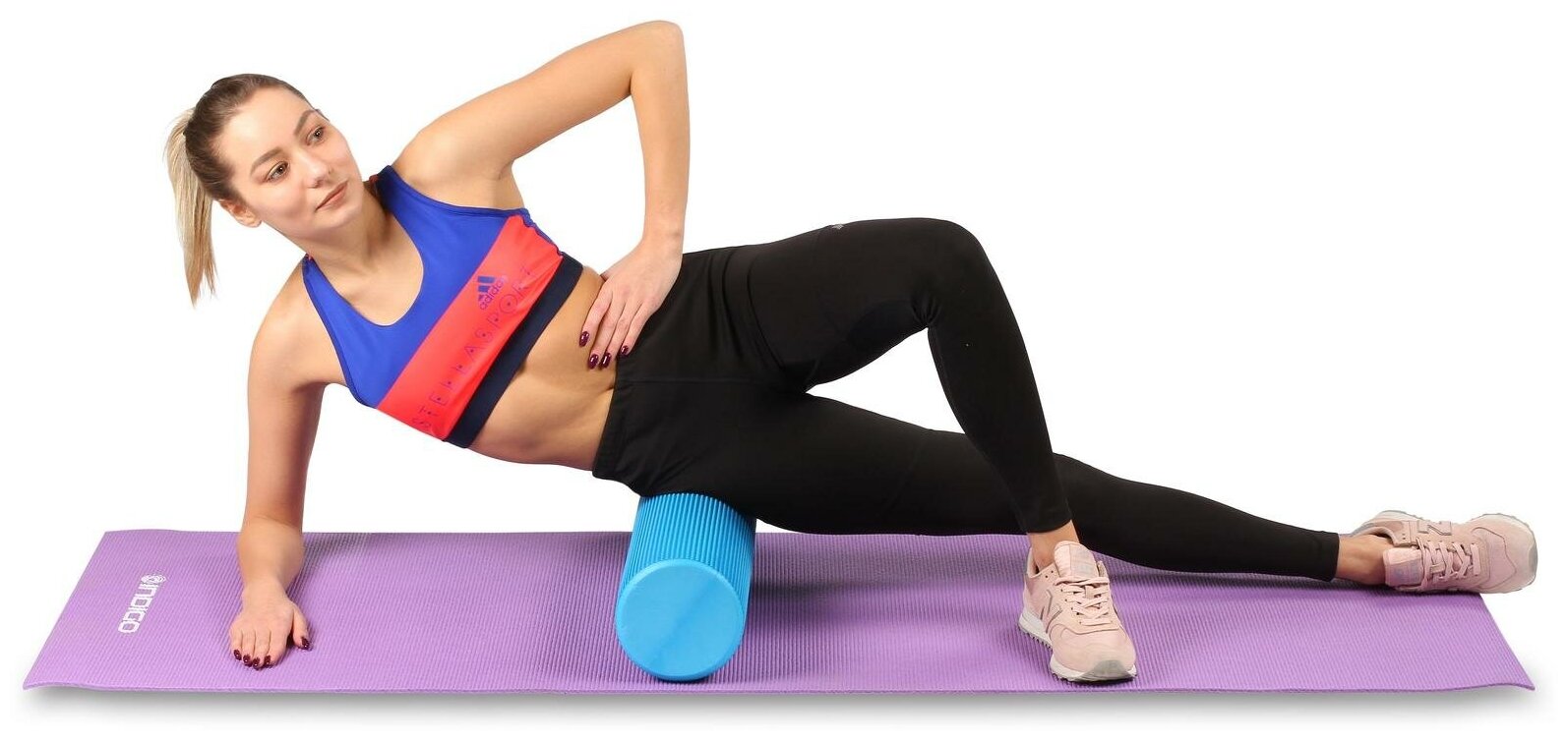 Ролик массажный для йоги INDIGO Foam roll IN023 15*90 см Синий - фото №8