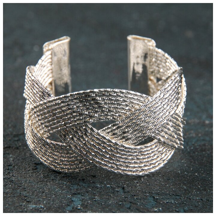 Кольцо для салфетки "Коса", 5х5х3 см, цвет серебряный - фотография № 1