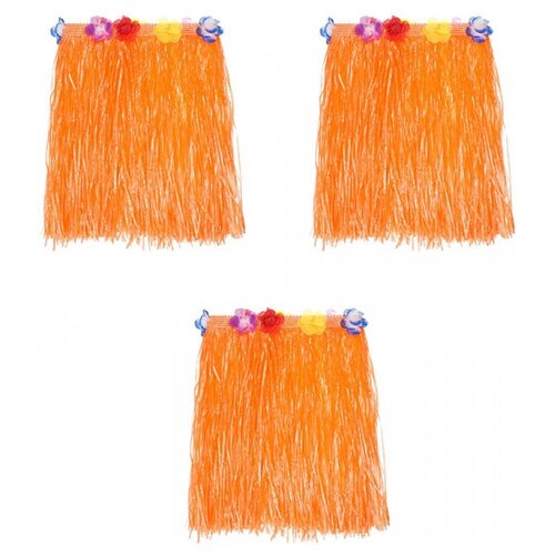 фото Юбка гавайская 40 см оранжевая (набор 3 шт.) happy pirate