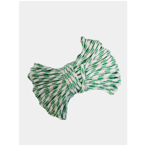 Шнур полипропиленовый плетеный с сердечником 6мм, 20метров, бело-зеленый