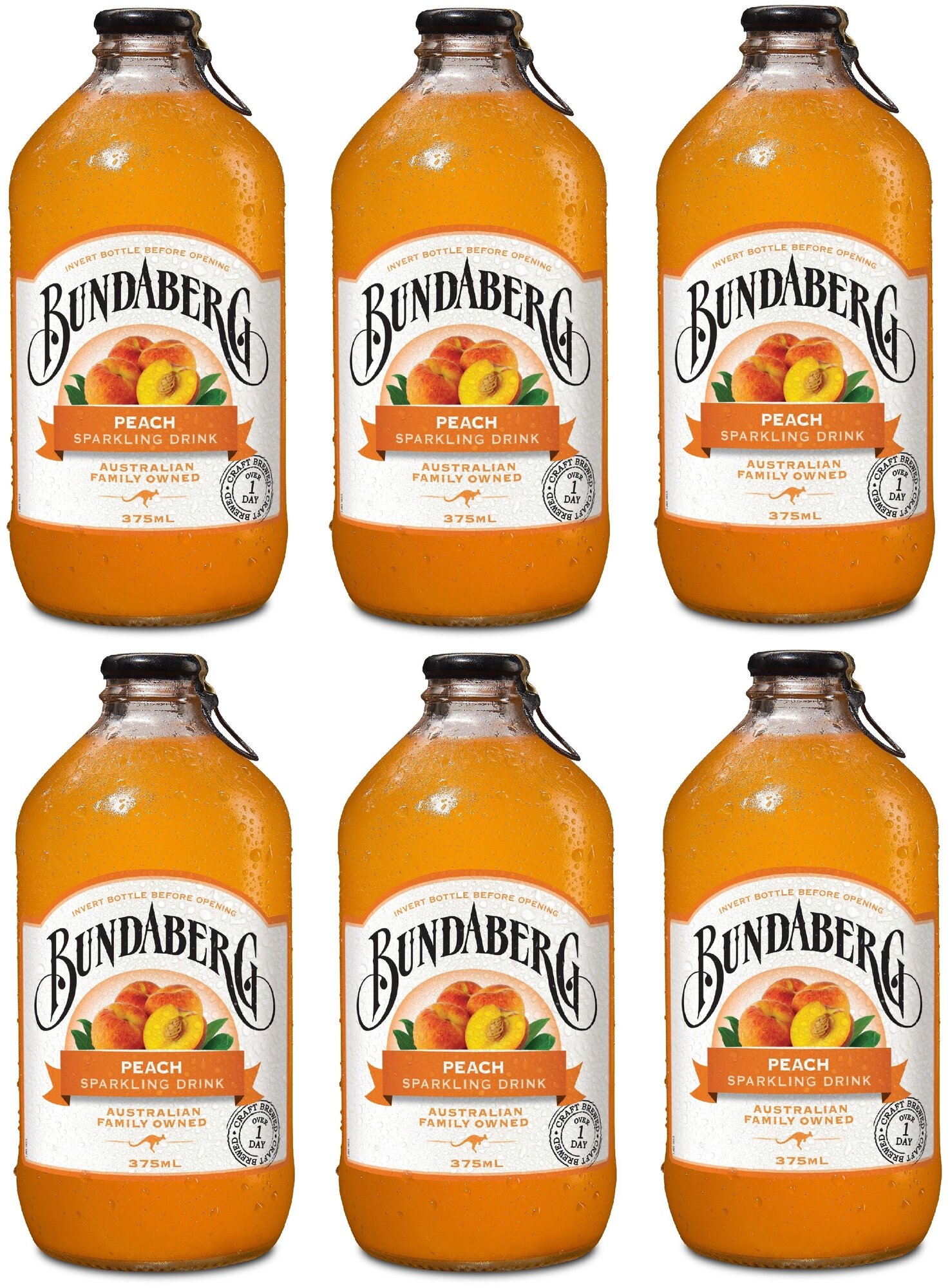 Лимонад ферментированный Bundaberg Австралия 375мл. стекло, Персик, упаковка 6 шт.