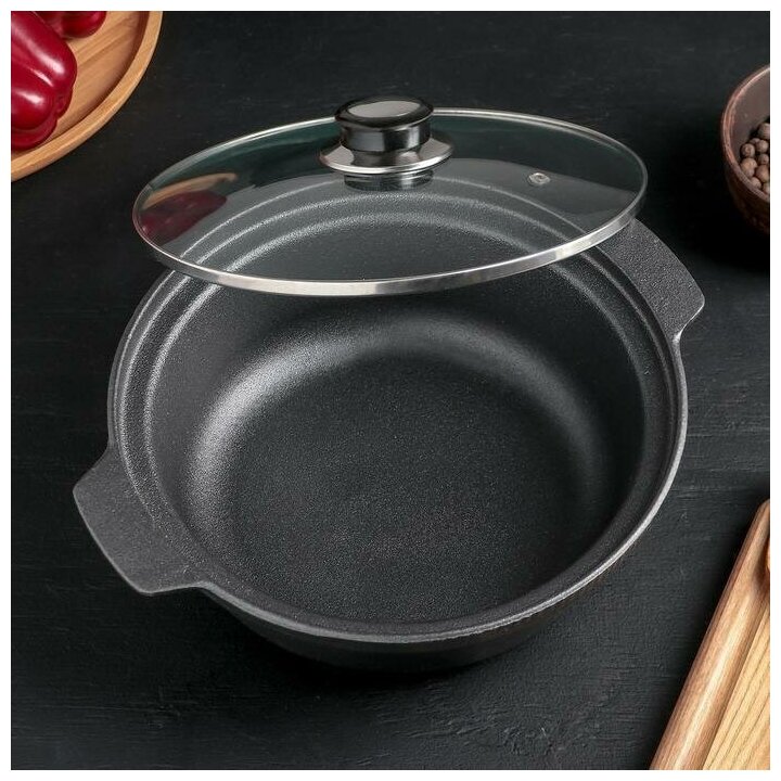 фото Жаровня чугунная "Биргер", 1,5 л, d-24 см, с крышкой