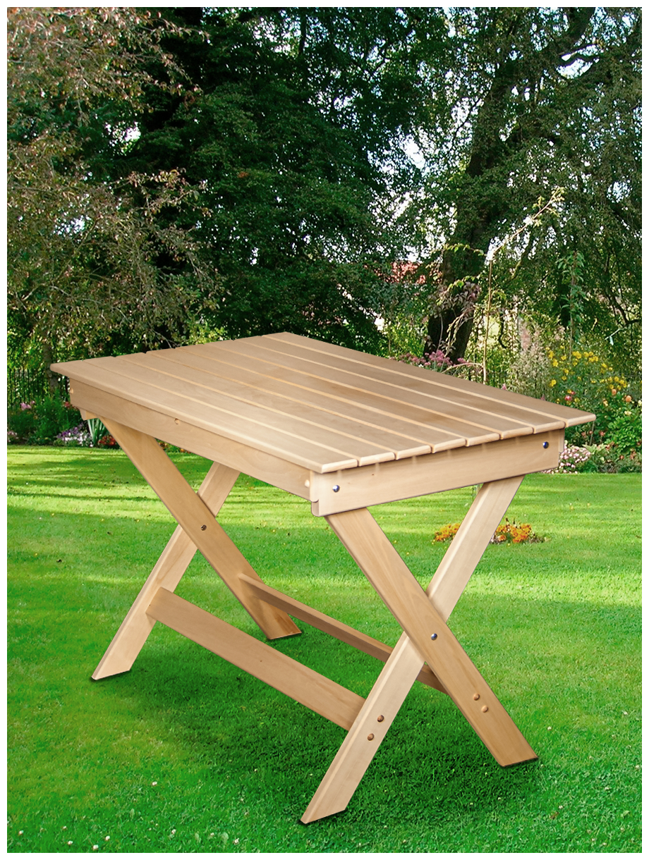 EVITAmeb / Стол складной для сада 1200х600 / стол обеденный / стол для дачи / садовый стол / массив липы - фотография № 3