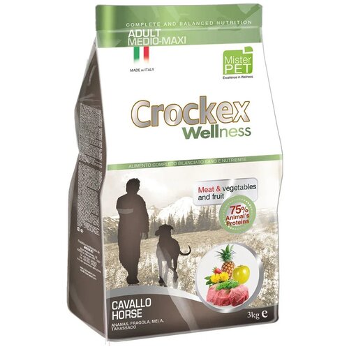 Корм сухой для собак средних и крупных пород CROCKEX конина/рис 3 кг
