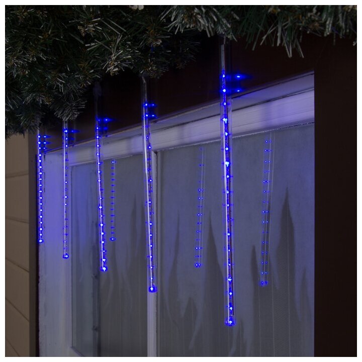 Светодиодная сосулька уличная "Тающая" 0,3 м, диаметр2 см, вилка, LED-18-220V, нить белая, свечение синее