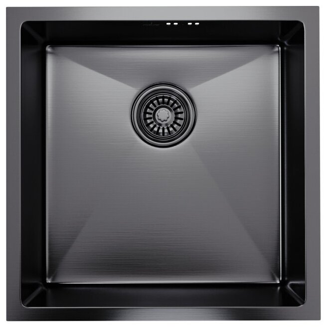 Мойка кухонная подстольного монтажа 45х45 (толщина 3,0 мм.)MIXLINE PRO глубина 20 см. с сифоном (черный графит) - фотография № 2