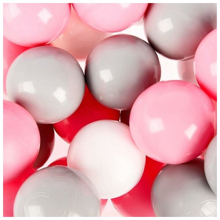 Шарики для сухого бассейна с рисунком, диаметр шара 7,5 см, набор 150 штук, цвет розовый, белый, серый - фотография № 2