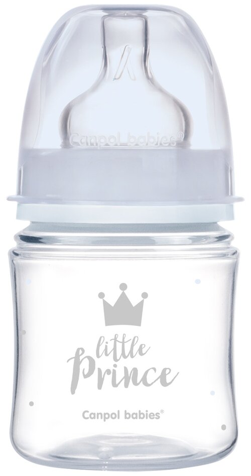 Canpol Babies Бутылочка антиколиковая с широким горлом PP EasyStart Royal Baby, 120 мл, с рождения, голубой