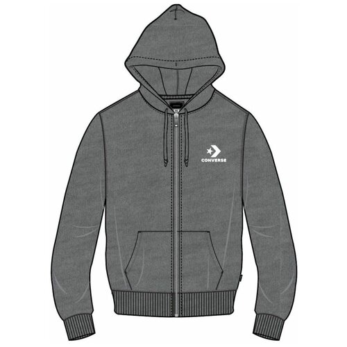 Толстовка Converse Star Chevron Emb Fz Hoodie Ft 10008925048 с капюшоном серая (M)