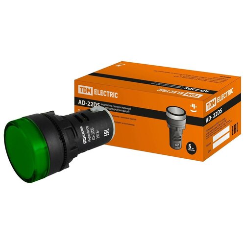 фото Лампа ad-22ds(led)матрица d22мм зеленый 230в tdm sq0702-0004 tdm еlectric