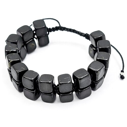 фото Браслет шамбала в два ряда с бусиной кубик планета шунгита