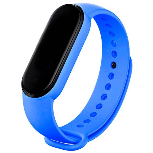 LS / Силиконовый ремешок для фитнес браслета Xiaomi Mi Band 5 и Mi Band 6 / Сменный браслет для смарт часов Сяоми Ми Бэнд 5 и Ми Бэнд 6 (Синий)