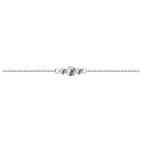 Браслет-цепочка Diamant, серебро, 925 проба, родирование, длина 16 см.