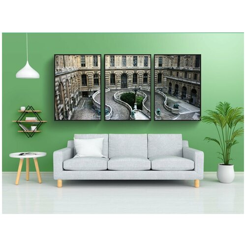 фото Набор модулных постеров для интерьера "хвалить, музей, париж" 60x90 см. в тубусе, без рамки lotsprints