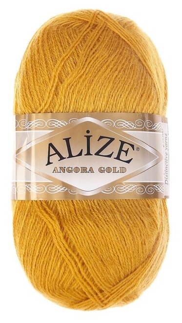 Пряжа Alize Angora Gold (Ангора Голд) - 2 мотка 02 шафран 20% шерсть, 80% акрил 550м/100г