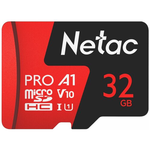 Карта памяти Netac MicroSD 32GB V10A1C10 100Mb/s+adp карта памяти netac microsd 64gb u1c10 80mb s adp