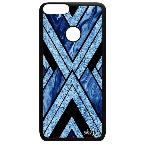 фото Противоударный чехол на мобильный // huawei p smart 2018 // "икс-орнамент" рельеф символ, utaupia, синий
